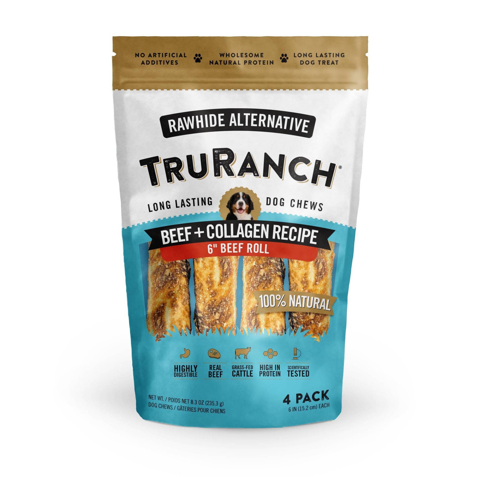 slide 1 of 3, TruRanch Collagen 6" Beef Rolls Dog Treats - 4ct, 4 ct