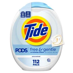 Tide Pods HE Compatible Laundry Detergent Pacs - Free & Gentle - 112ct