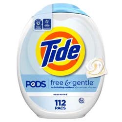 Tide Pods HE Compatible Laundry Detergent Pacs - Free & Gentle - 112ct