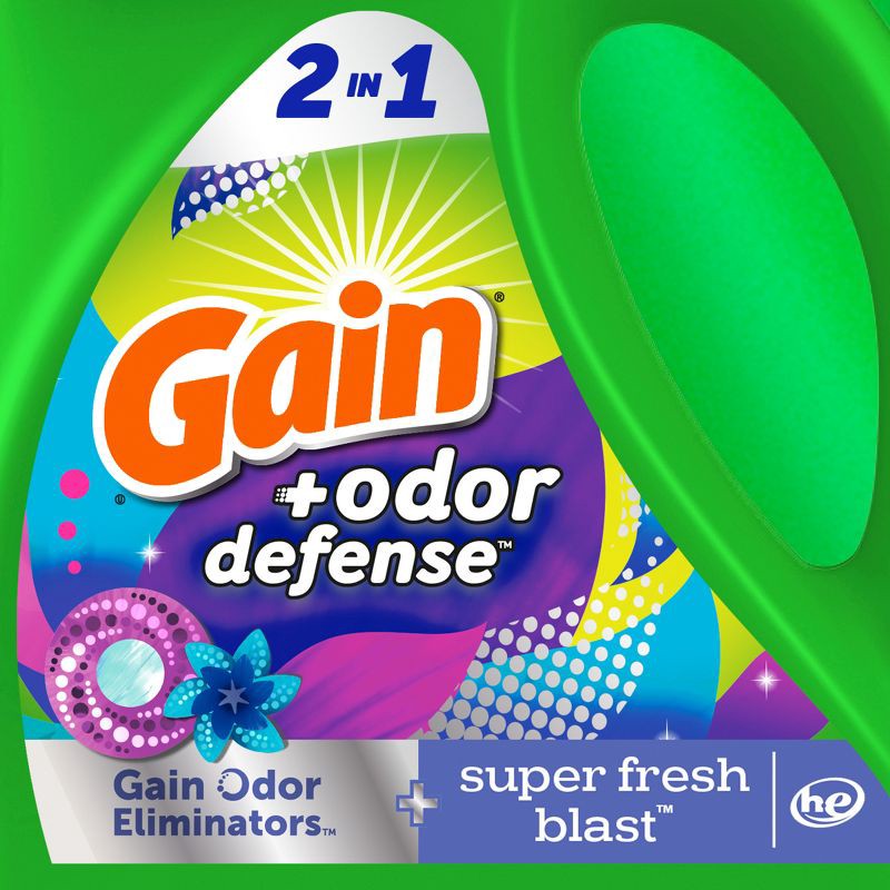 slide 12 of 13, Gain + Odor Defense Super Fresh Blast HE Deep Cleaning Concentrated Liquid Laundry Detergent 78 Loads - 113 fl oz, 113 fl oz
