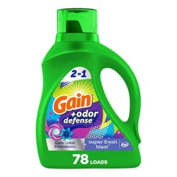 Gain + Odor Defense Super Fresh Blast HE Deep Cleaning Concentrated Liquid Laundry Detergent 78 Loads - 113 fl oz