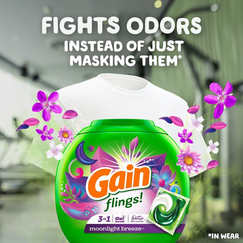 slide 4 of 13, Gain flings! Moonlight Breeze HE Deep Cleaning Concentrated Laundry Detergent Pods 112 Pacs - 76oz, 76 oz
