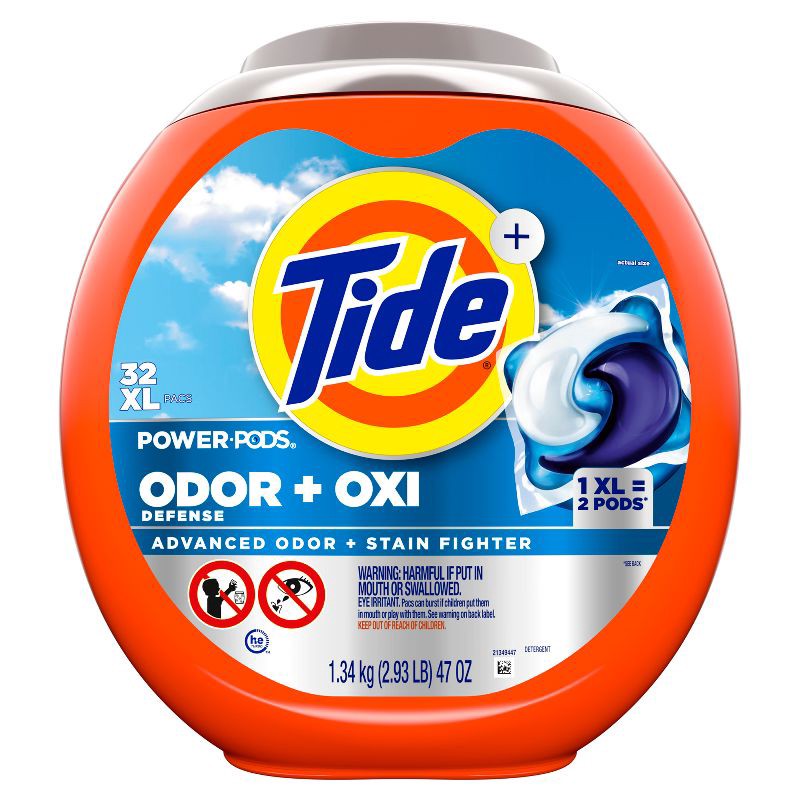 slide 9 of 10, Tide Odor + Oxi Original HE Deep Cleaning Concentrated Laundry Detergent Pods 32 Pacs - 47oz, 47 oz