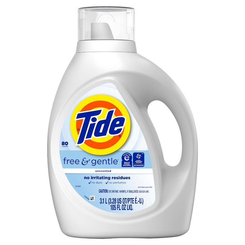 slide 2 of 12, Tide Free & Gentle Unscented HE Deep Cleaning Concentrated Liquid Laundry Detergent 80 Loads - 105 fl oz, 105 fl oz