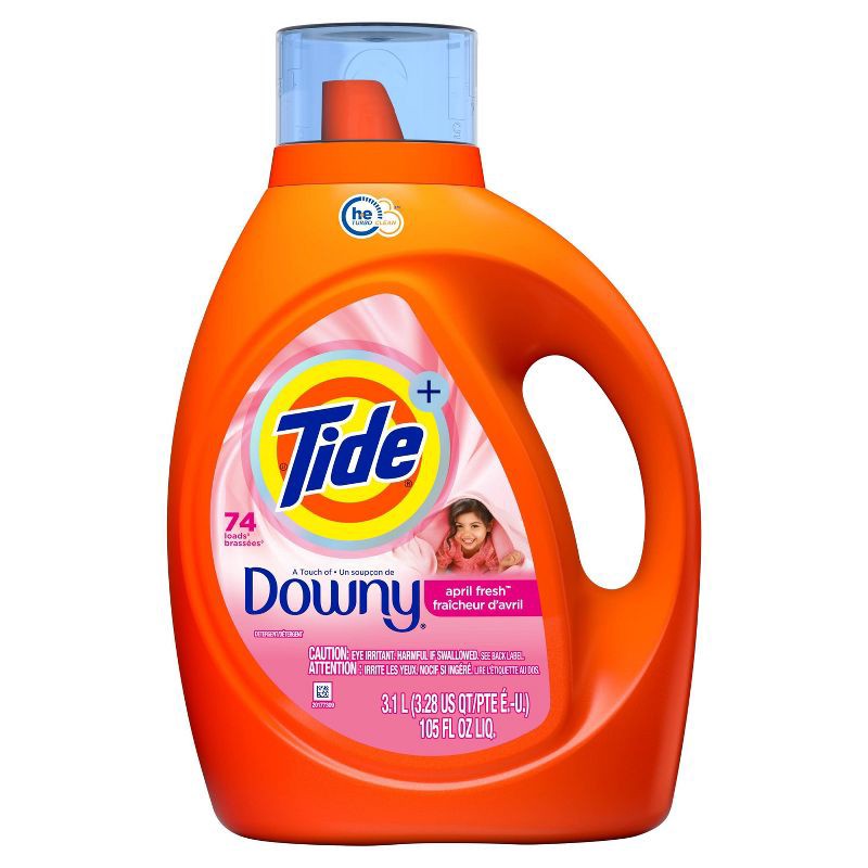 slide 7 of 9, Tide Plus Downy High Efficiency Liquid Laundry Detergent - April Fresh - 105 fl oz, 105 fl oz