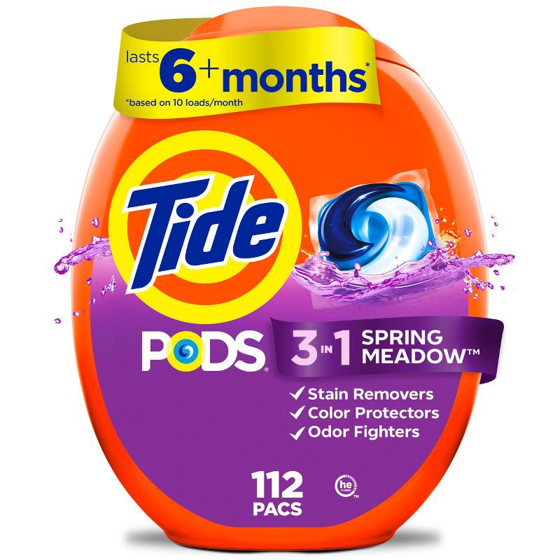 slide 12 of 13, Tide Spring Meadow HE Deep Cleaning Concentrated Laundry Detergent Pods 112 Pacs - 85oz, 85 oz