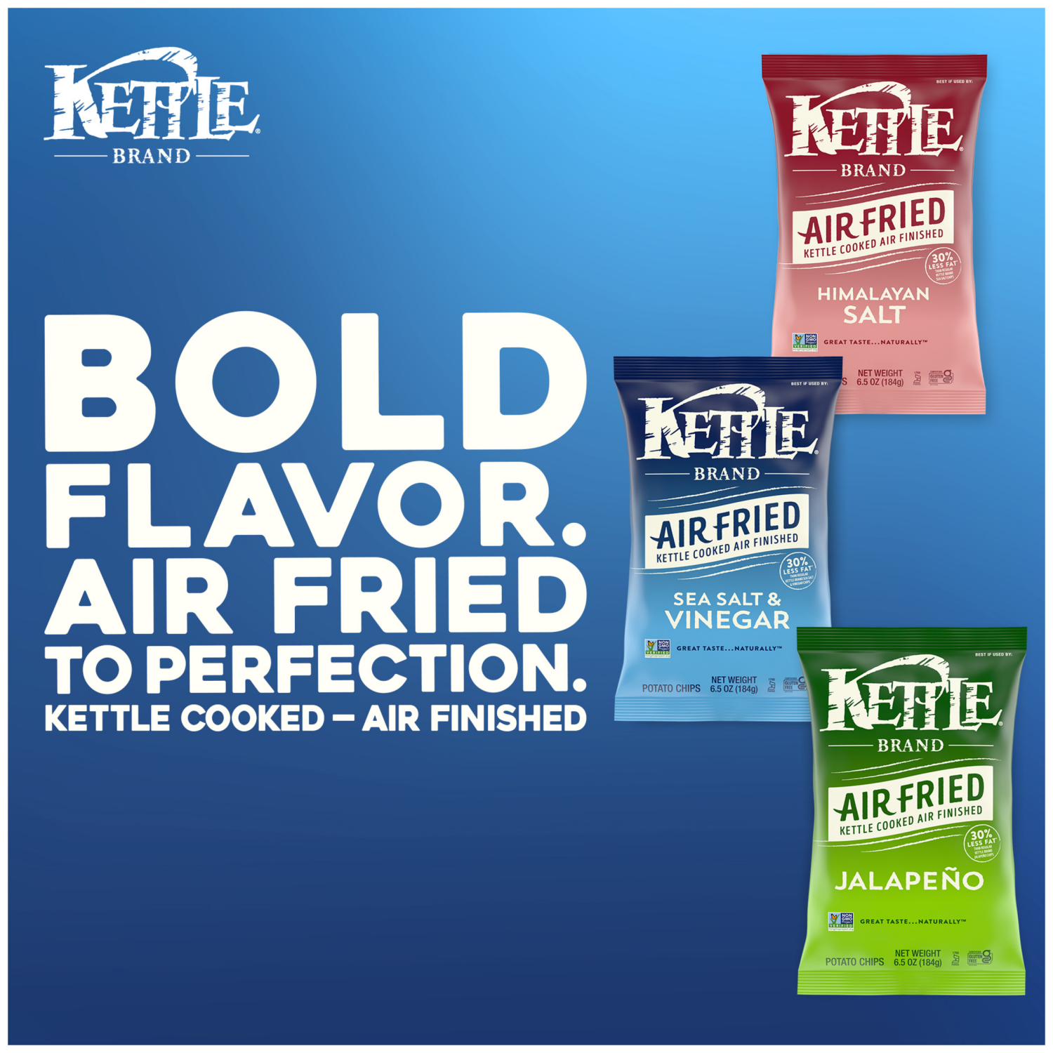 slide 3 of 7, Kettle Brand Air Fried Sea Salt and Vinegar Kettle Potato Chips, 6.5 oz