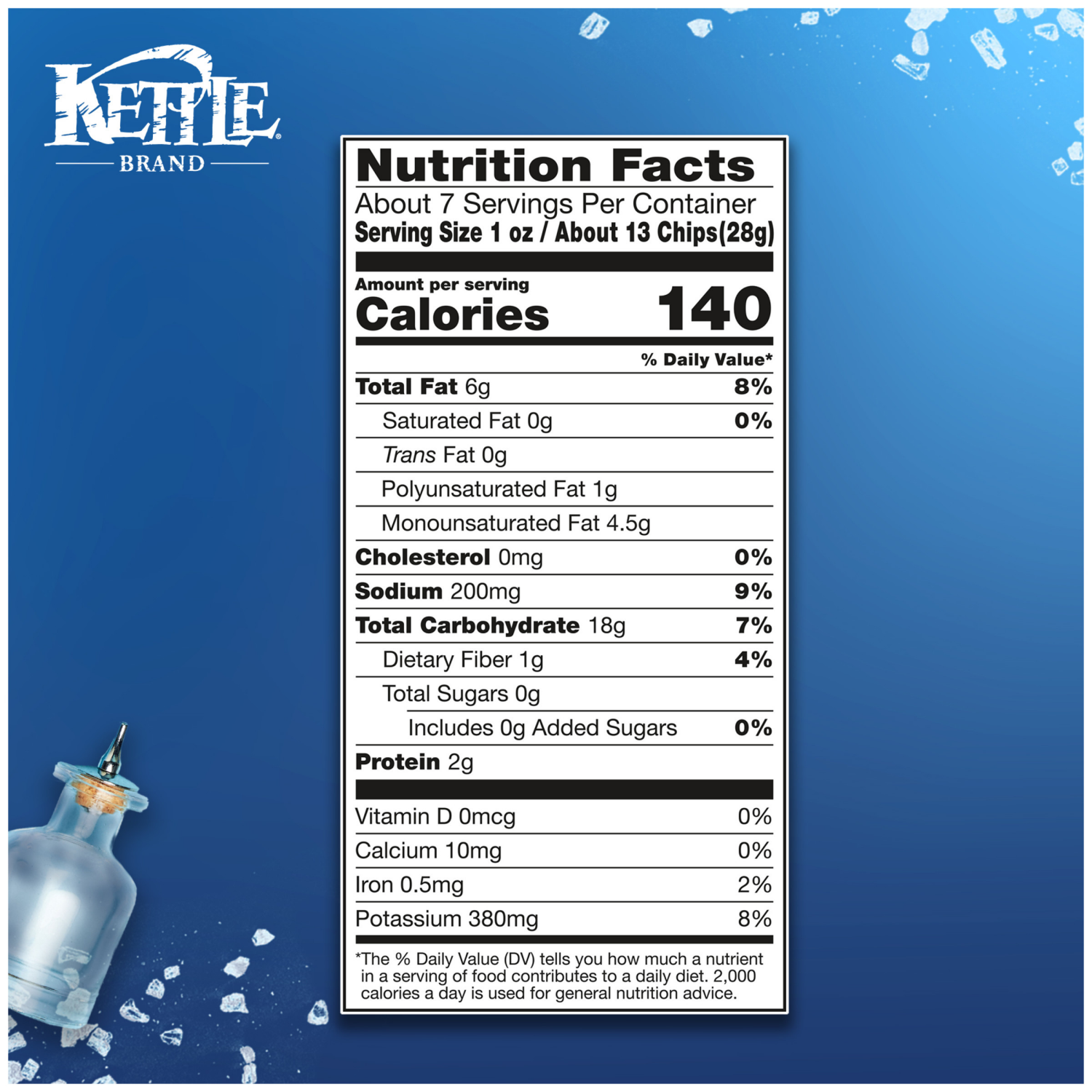 slide 7 of 7, Kettle Brand Air Fried Sea Salt and Vinegar Kettle Potato Chips, 6.5 oz