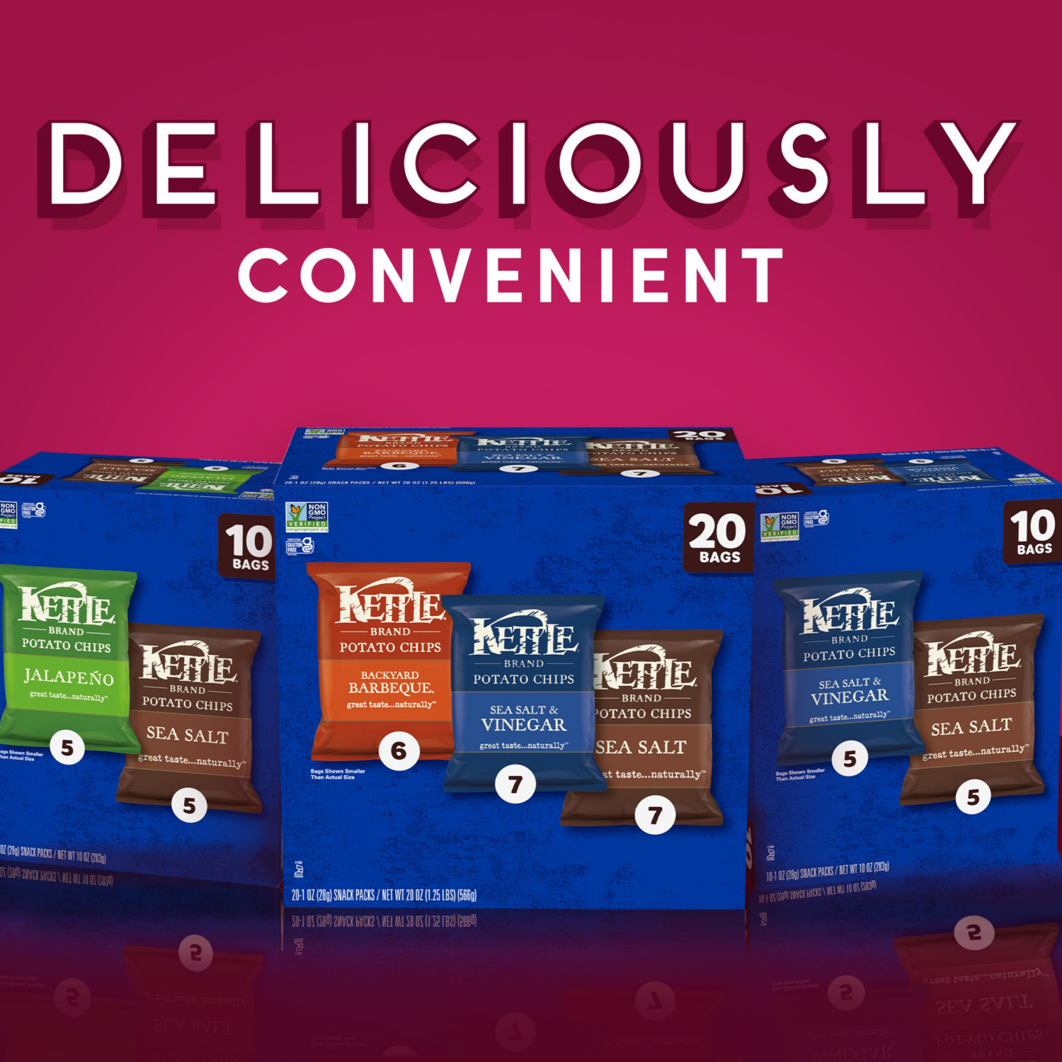 slide 3 of 7, Kettle Brand Kettle Cooked Potato Chips Variety, 20.000 oz