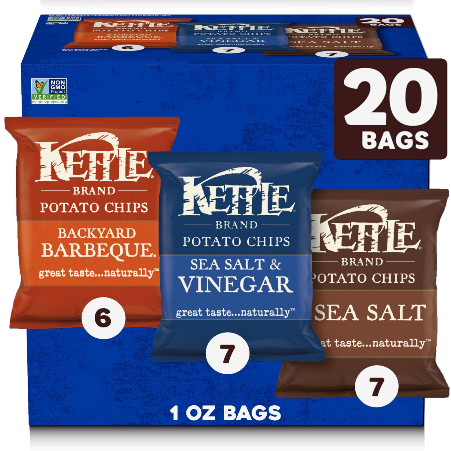slide 1 of 7, Kettle Brand Kettle Cooked Potato Chips Variety, 20.000 oz