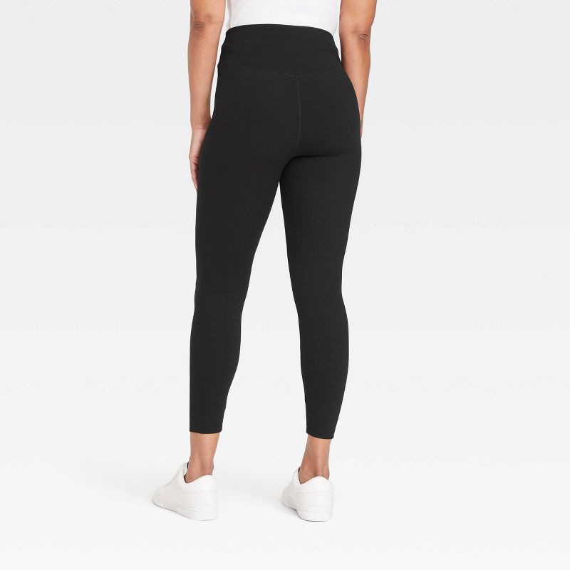 slide 2 of 2, Women's Crossover V-Waistband Leggings - A New Day™ Black L: Mid Rise, Ankle Length, Power Stretch, Jersey Fabric, 1 ct