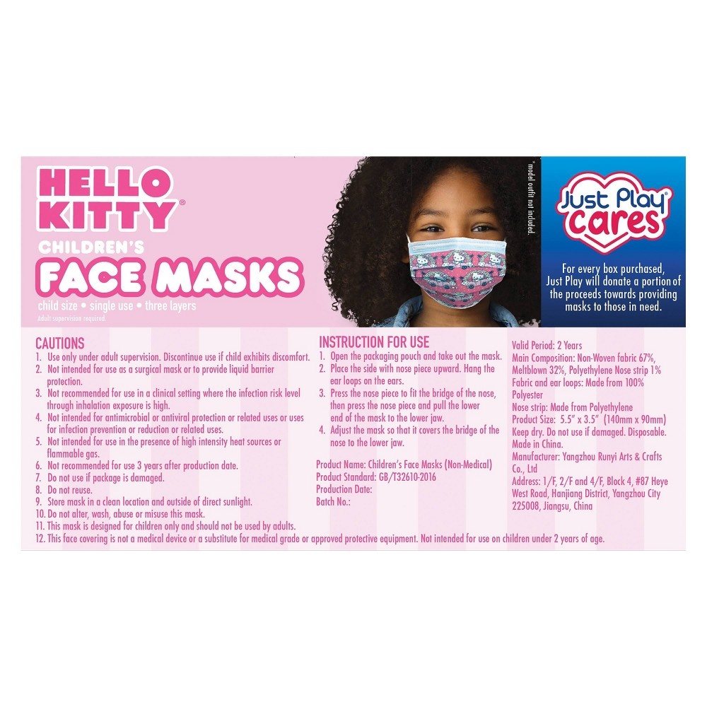 slide 5 of 5, Hello Kitty Disposable Face Mask, 14 ct