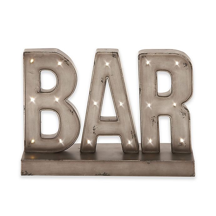 slide 1 of 4, Ridge Road Decor Bar Metal LED Standing Sign - Gray, 1 ct