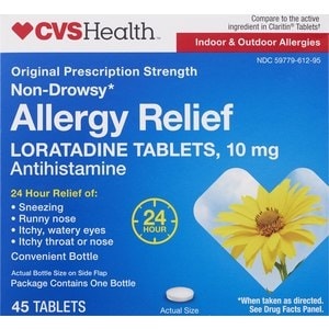 slide 1 of 1, CVS Health Non-Drowsy Indoor & Outdoor Allergy Relief Loratadine Tablets, 45 ct