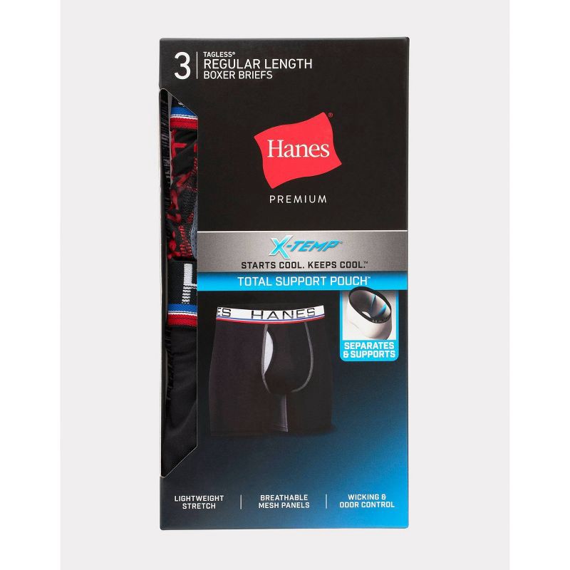 slide 2 of 5, Hanes Premium Men's Xtemp Total Support Pouch Anti Chafing 3pk Boxer Briefs - Red/Gray L, 3 ct