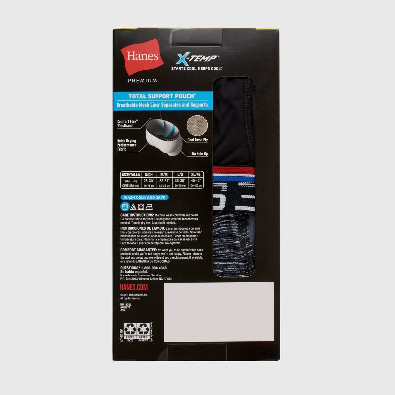 slide 3 of 5, Hanes Premium Men's Xtemp Total Support Pouch Anti Chafing 3pk Boxer Briefs - Red/Gray XL, 3 ct