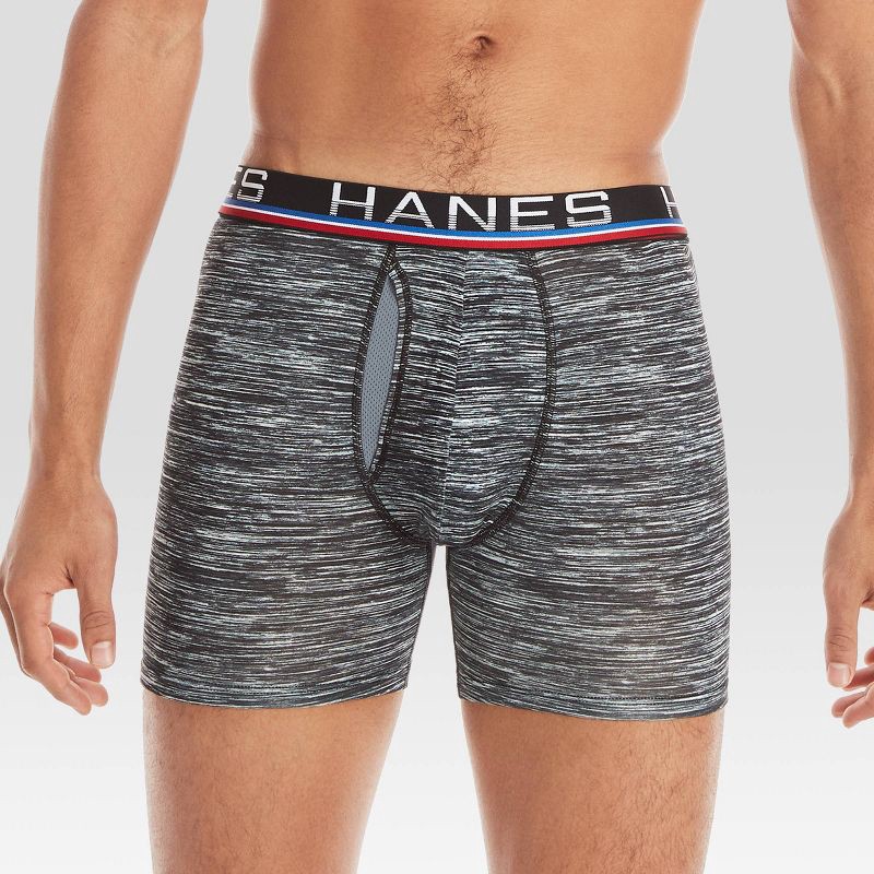 slide 4 of 5, Hanes Premium Men's Xtemp Total Support Pouch Anti Chafing 3pk Boxer Briefs - Red/Gray XL, 3 ct