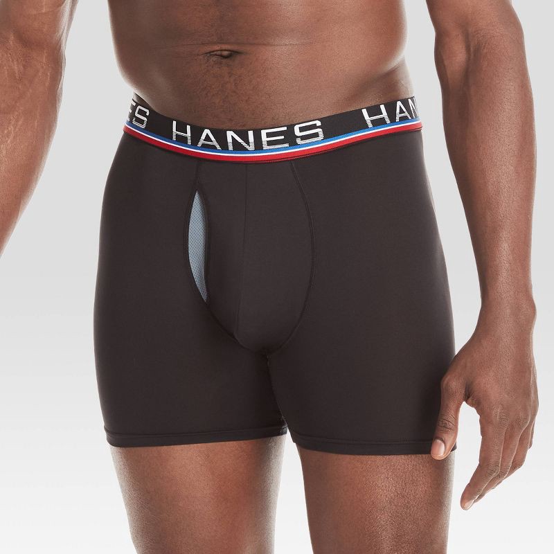 slide 4 of 5, Hanes Premium Men's Xtemp Total Support Pouch Anti Chafing 3pk Boxer Briefs - Black XL, 3 ct