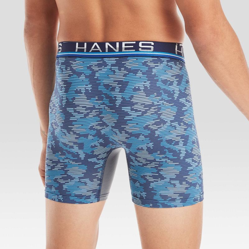 slide 5 of 5, Hanes Premium Men's Xtemp Total Support Pouch Anti Chafing 3pk Boxer Briefs - Black/Blue S, 3 ct