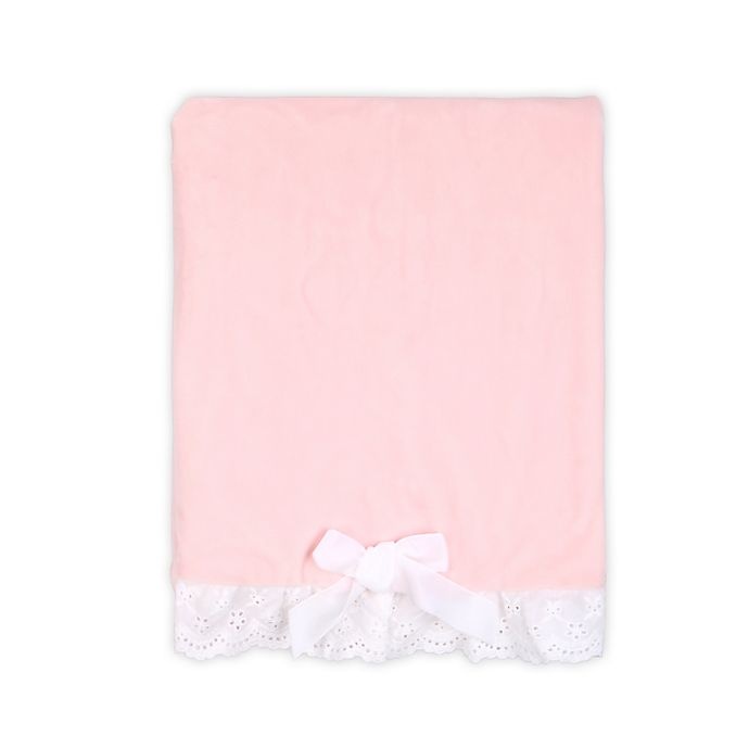 slide 2 of 3, The Peanutshell Farmhouse Crystal Velour Baby Blanket - Pink/White, 1 ct