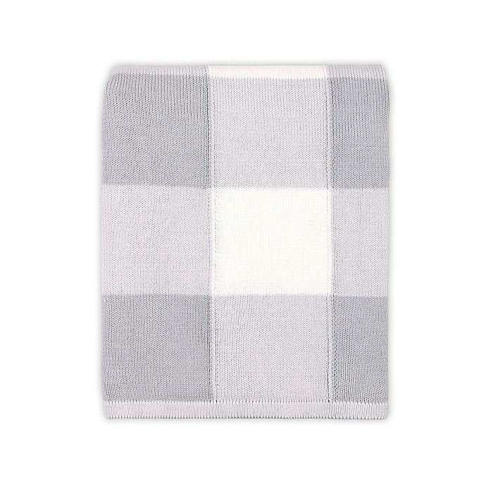 slide 2 of 3, The Peanutshell Farmhouse Check Baby Blanket - White/Grey, 1 ct