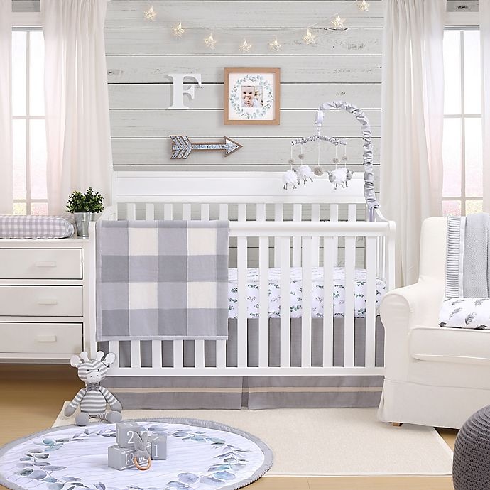 slide 3 of 3, The Peanutshell Farmhouse Check Baby Blanket - White/Grey, 1 ct