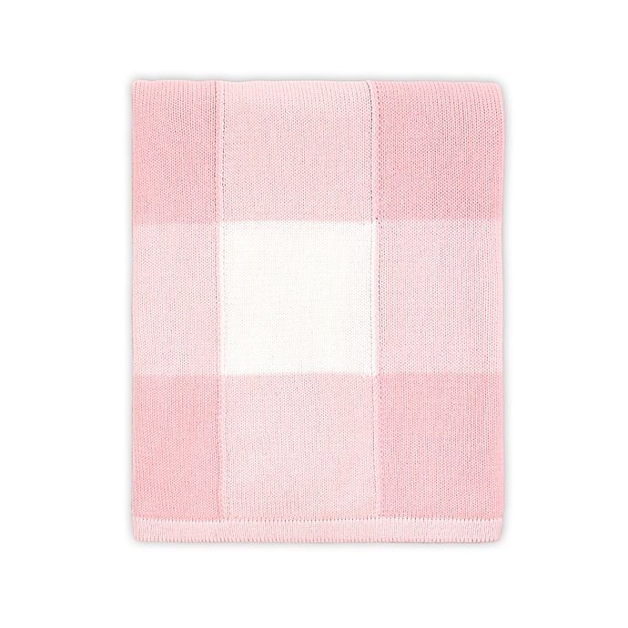 slide 2 of 3, The Peanutshell Farmhouse Knit Baby Blanket - Pink Check, 1 ct