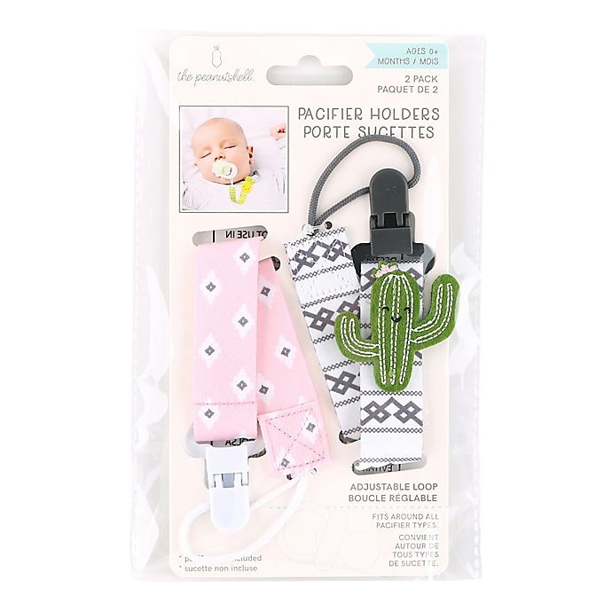 slide 2 of 2, The Peanutshell Southwestern 0-18 Months Pacifier Clip - Grey/Pink, 2 ct