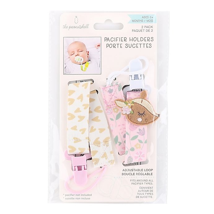 slide 2 of 2, The Peanutshell Deer 0-18 Months Pacifier Clip - Pink/White, 2 ct