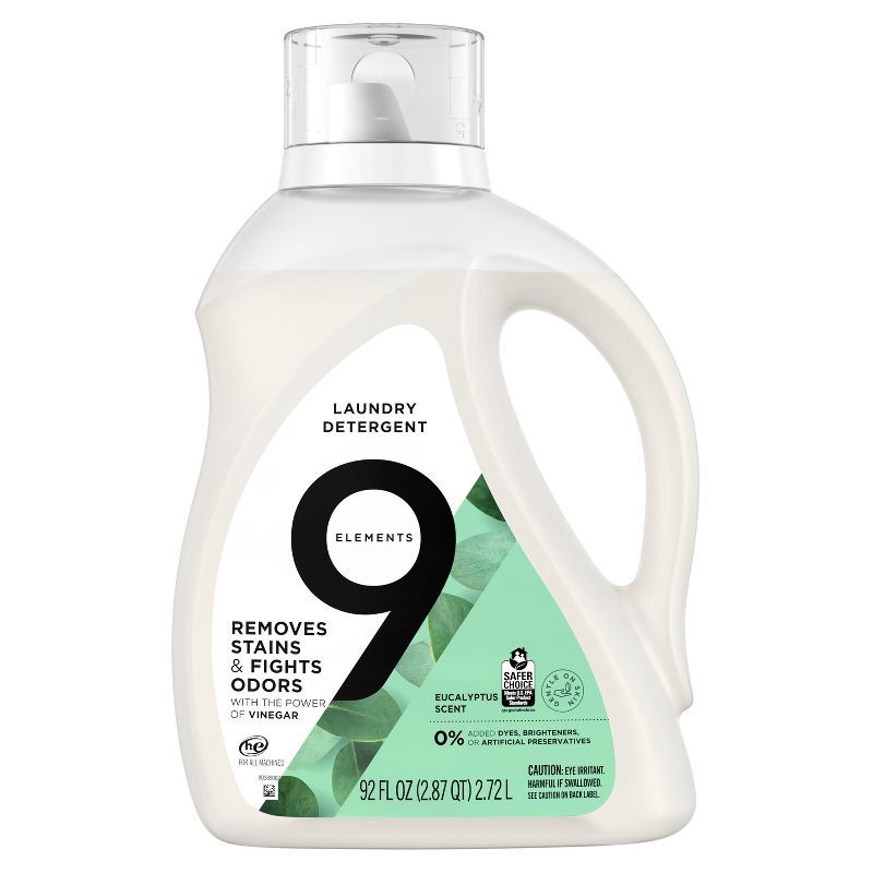 slide 2 of 11, 9 Elements Liquid Laundry Detergent - Eucalyptus - 92 fl oz: Plastic Jug, Deep Cleaning, 64 Uses, Odor Control, 92 fl oz