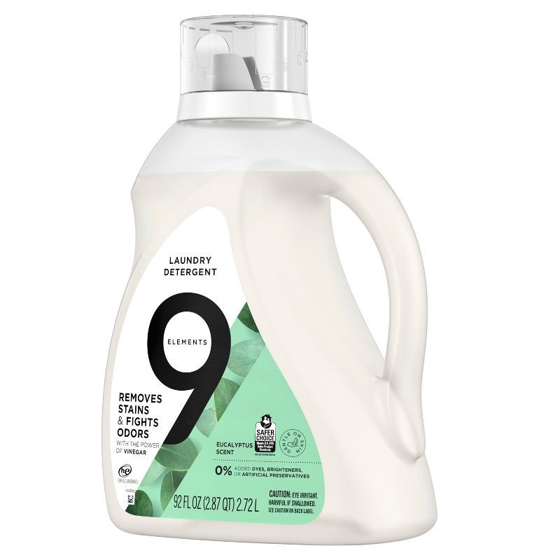 slide 11 of 11, 9 Elements Liquid Laundry Detergent - Eucalyptus - 92 fl oz: Plastic Jug, Deep Cleaning, 64 Uses, Odor Control, 92 fl oz