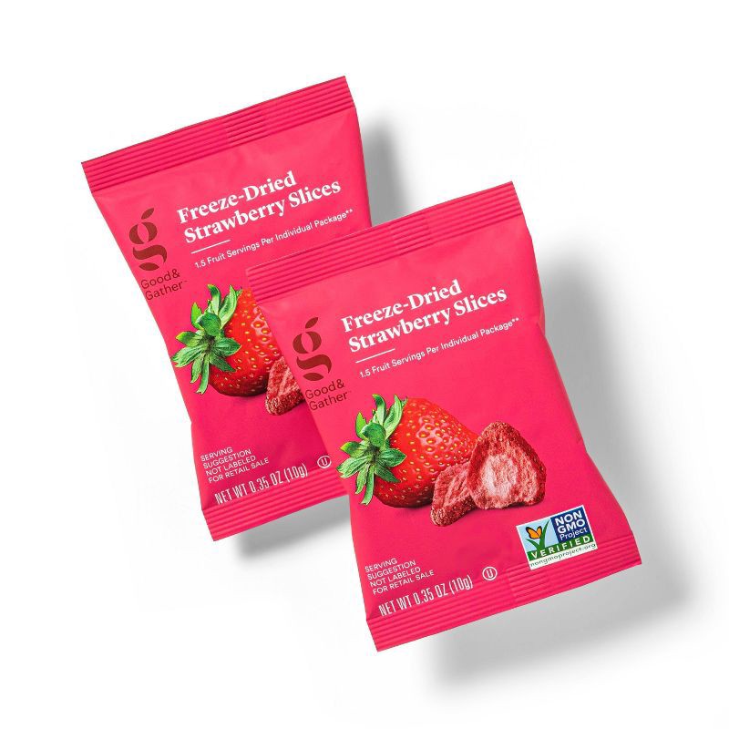 slide 2 of 4, Freeze Dried Strawberry Slices Multipack - 6ct/2.1oz - Good & Gather™, 6 ct, 2.1 oz