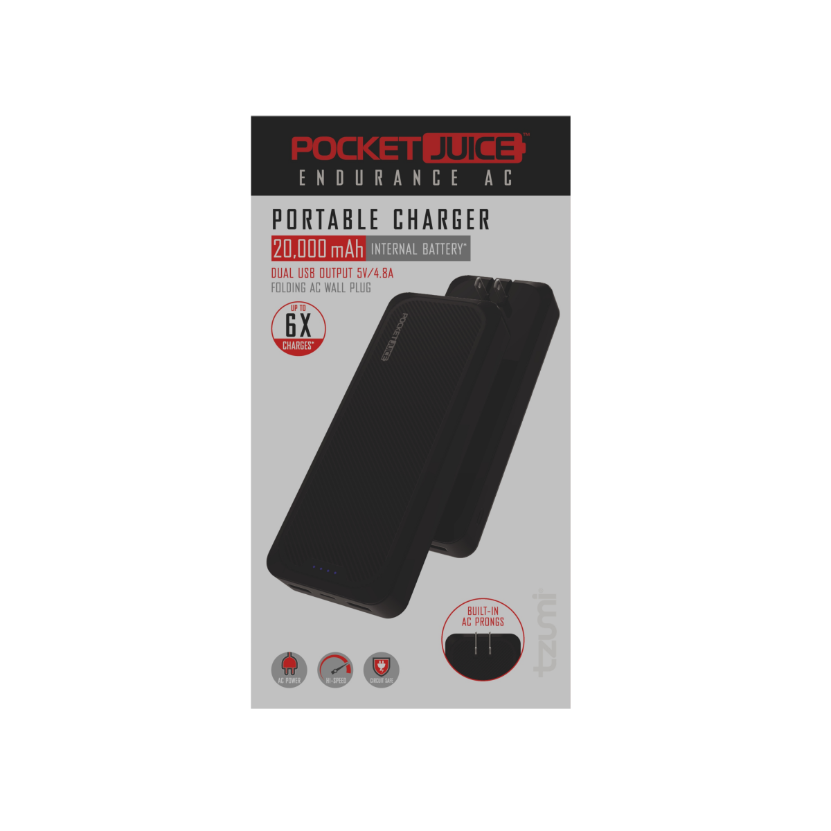 slide 2 of 2, TZUMI Pocket Juice Endurance AC 20K, Portable Power Bank and Charger, 1 ct