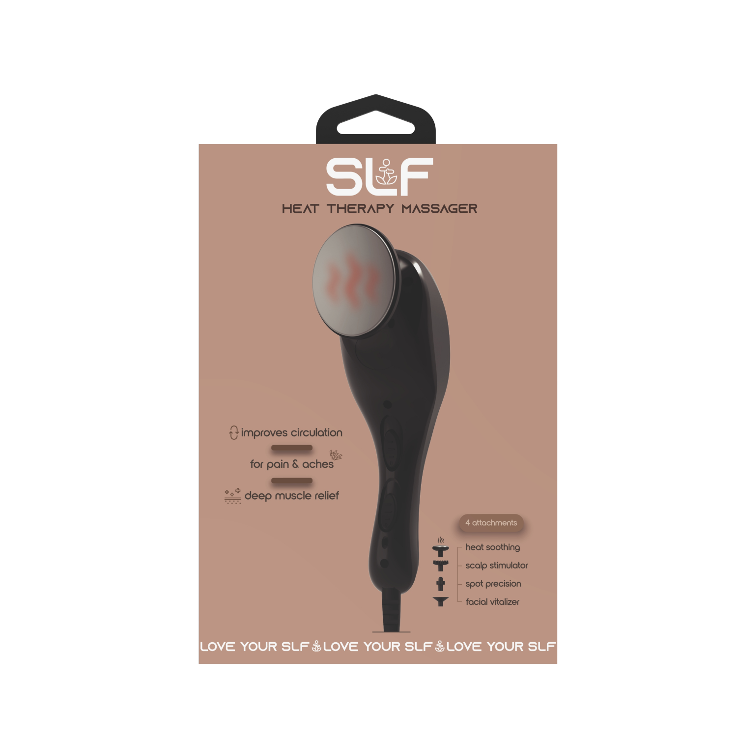 slide 1 of 3, SLF Heat Therapy Massager Handheld Heating Body Massager with Multiple Attachments and Speeds, 1 ct