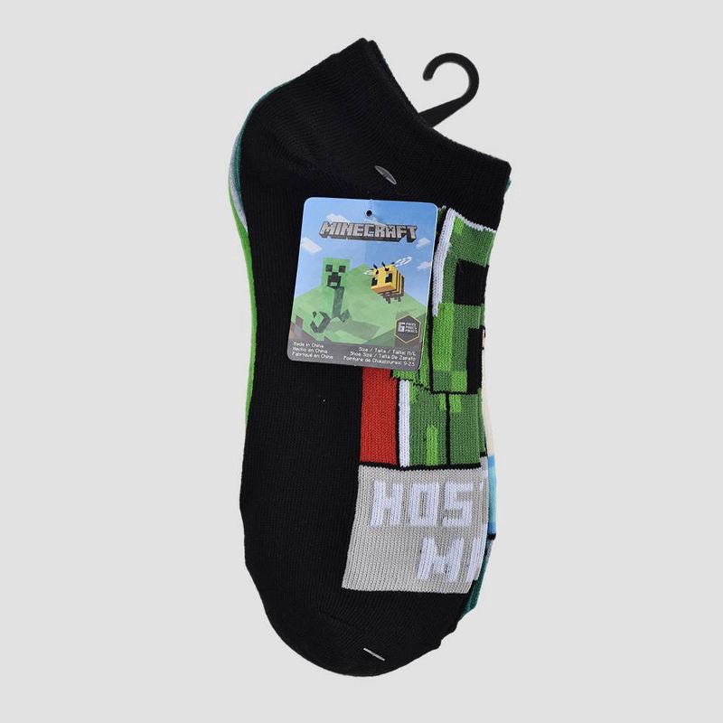 slide 3 of 3, Boys' Minecraft 6pk No Show Socks - Green S/M, 6 ct