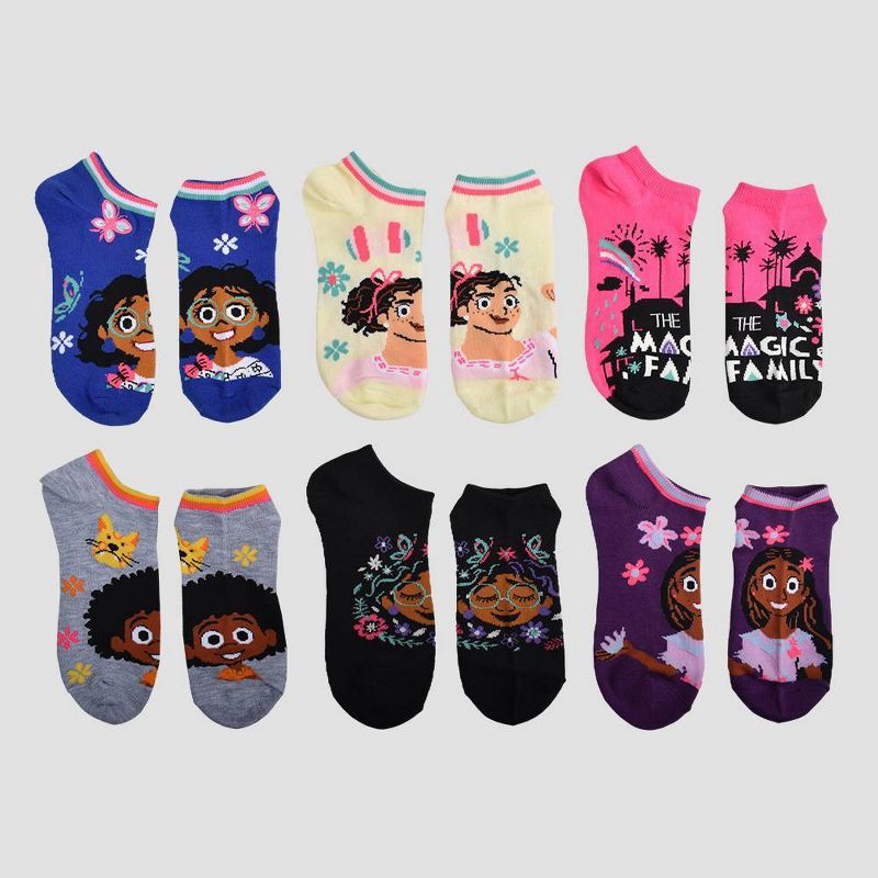 slide 1 of 3, Girls' Disney Encanto 6pk No Show Socks - M/L, 6 ct