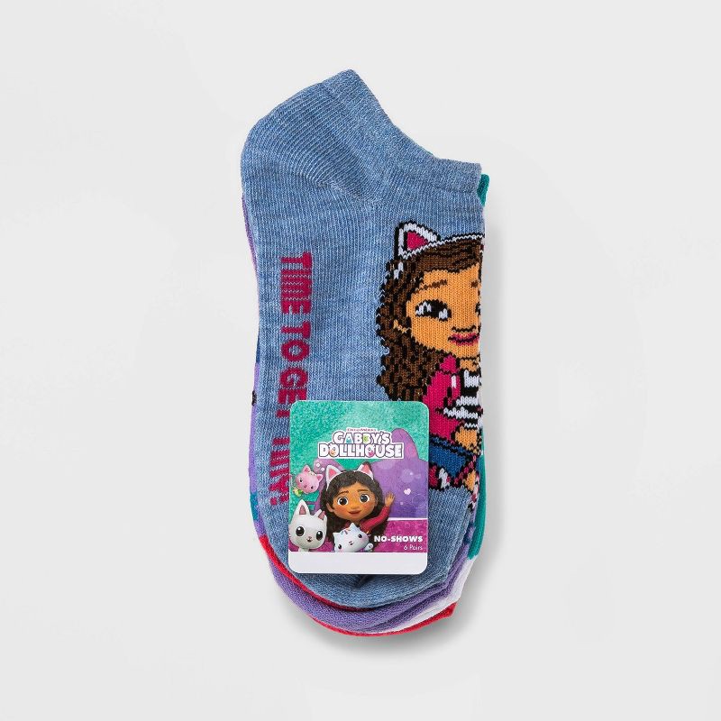 slide 2 of 2, Girls' Gabby's Dollhouse 6pk No Show Socks - M/L, 6 ct