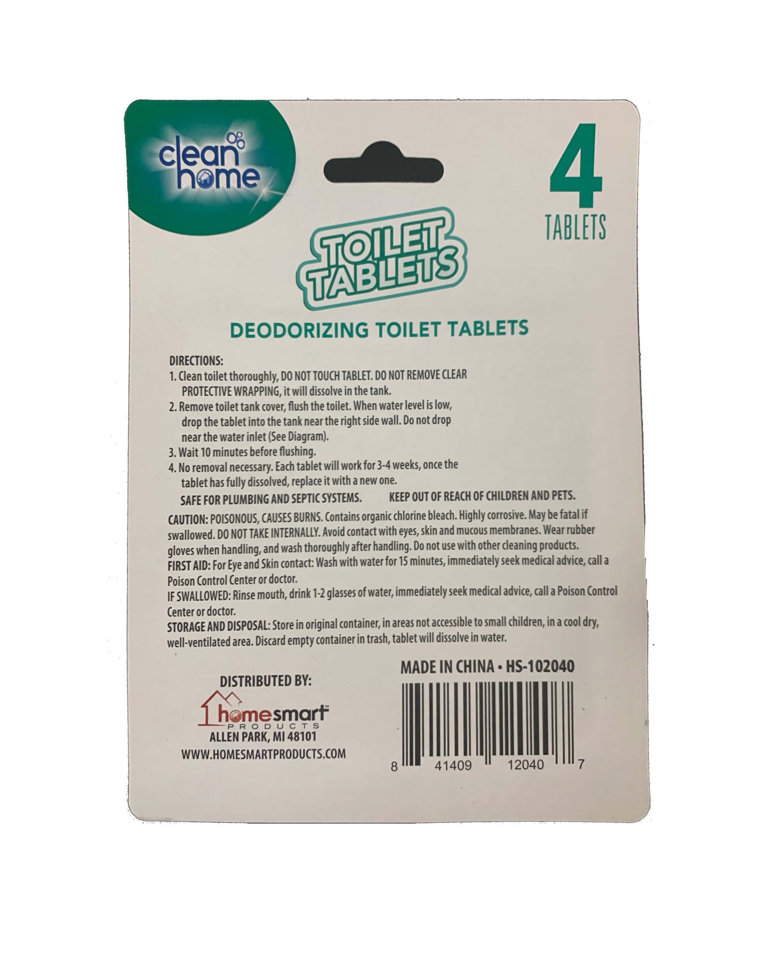 slide 2 of 2, Clean Home Deodorizing Toilet Tablets, 4 ct