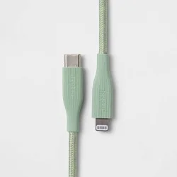 6' Lightning to USB-C Braided Cable - heyday™ Ribbed Soft Green