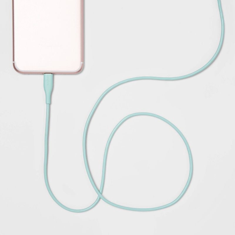 slide 2 of 3, 3' Lightning to USB-C Round Cable - heyday™ Spring Teal, 1 ct