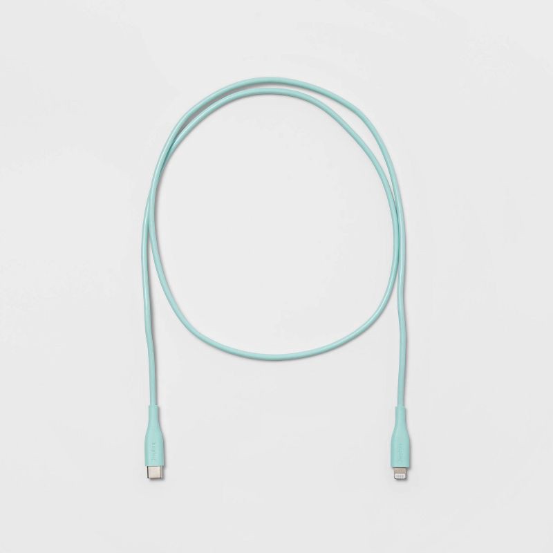 slide 3 of 3, 3' Lightning to USB-C Round Cable - heyday™ Spring Teal, 1 ct