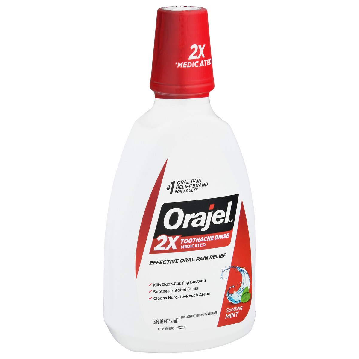 slide 4 of 9, Orajel 2X Medicated Soothing Mint Toothache Rinse 16 fl oz, 16 fl oz