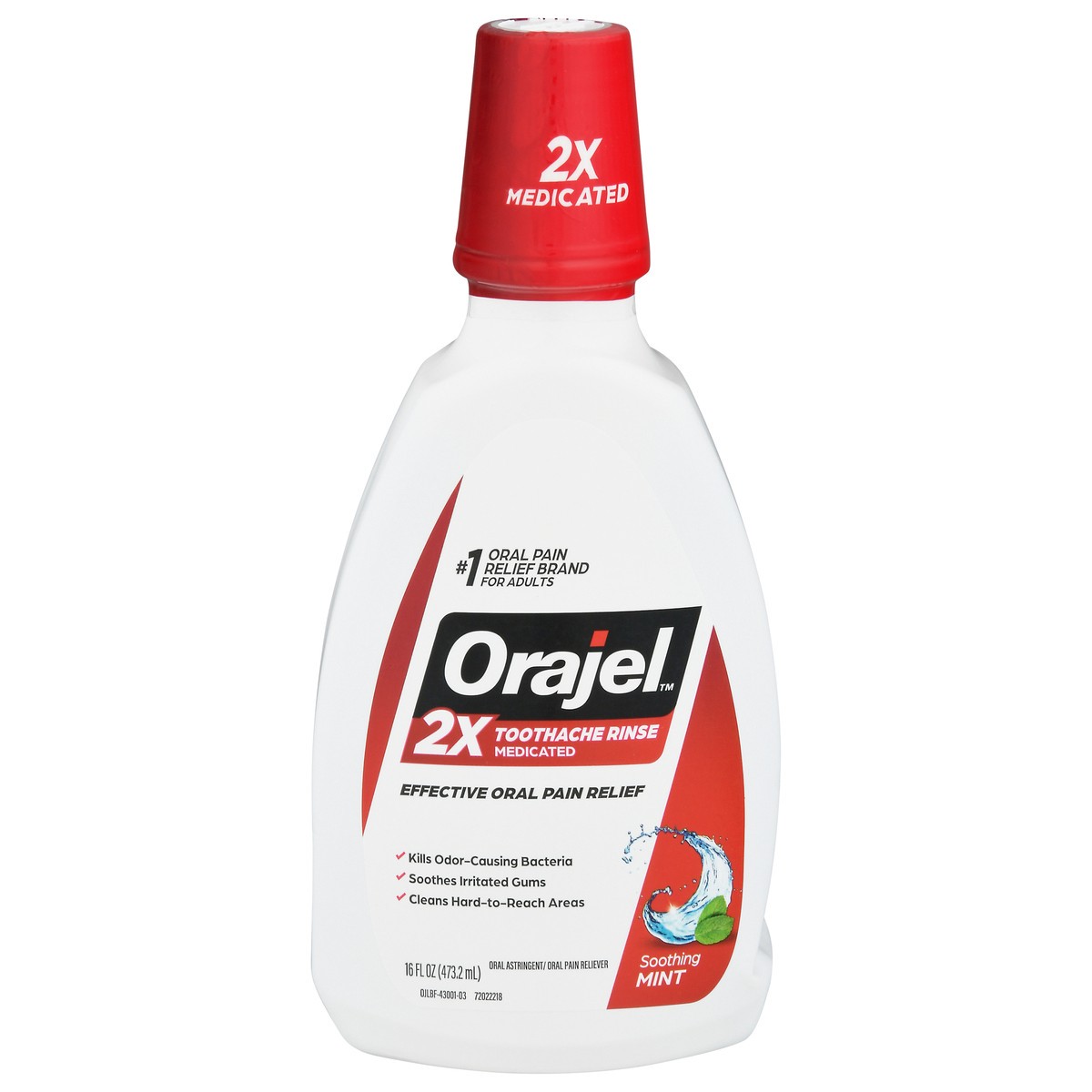 slide 1 of 9, Orajel 2X Medicated Soothing Mint Toothache Rinse 16 fl oz, 16 fl oz