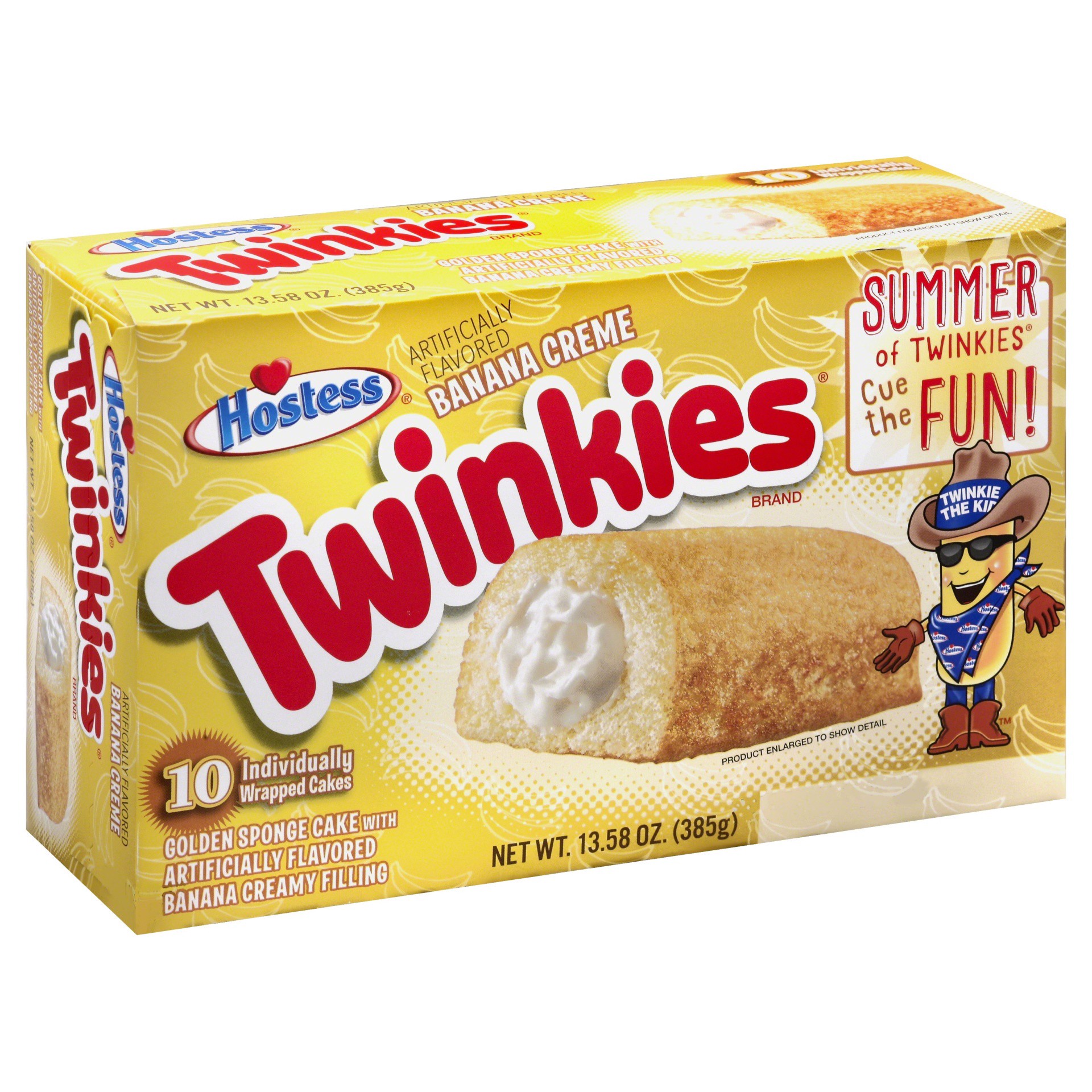 slide 1 of 5, HOSTESS Banana TWINKIES, Creamy Banana Flavored Filling, Individually Wrapped, 10 ct; 13.58 oz