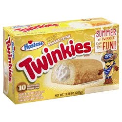 Hostess Twinkies Snack Cakes, Golden Sponge Cake with Banana Artificially Flavored Filling, 13.58 Oz. Box (10 Ct.)