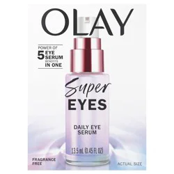 Olay Super Eye Daily Serum, 0.45 fl oz., 5-in-1 Eye Serum with Vitamin C and Niacinamide to Brighten, Depuff, and Smooth