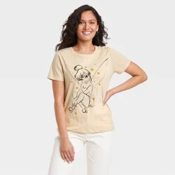 Women's Disney Tinkerbell Short Sleeve Graphic T-Shirt - Tan XXL