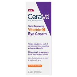 CeraVe Vitamin C Eye Cream for Dark Circles | Under Eye Cream with Vitamin C, Hyaluronic Acid, and Ceramides | Fragrance Free & Ophthalmologist Tested | 0.5 Ounces