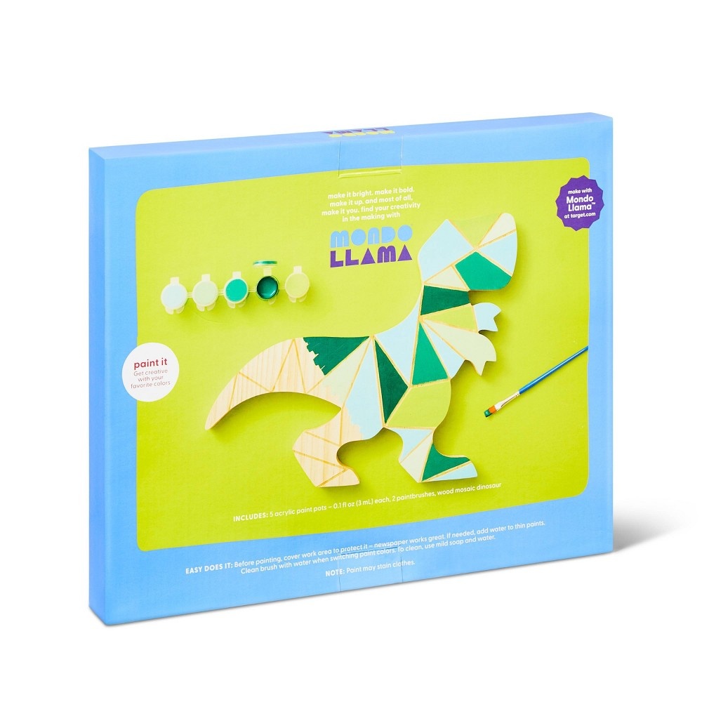 slide 4 of 4, Paint-Your-Own Wood Mosaic Dinosaur Kit - Mondo Llama, 1 ct