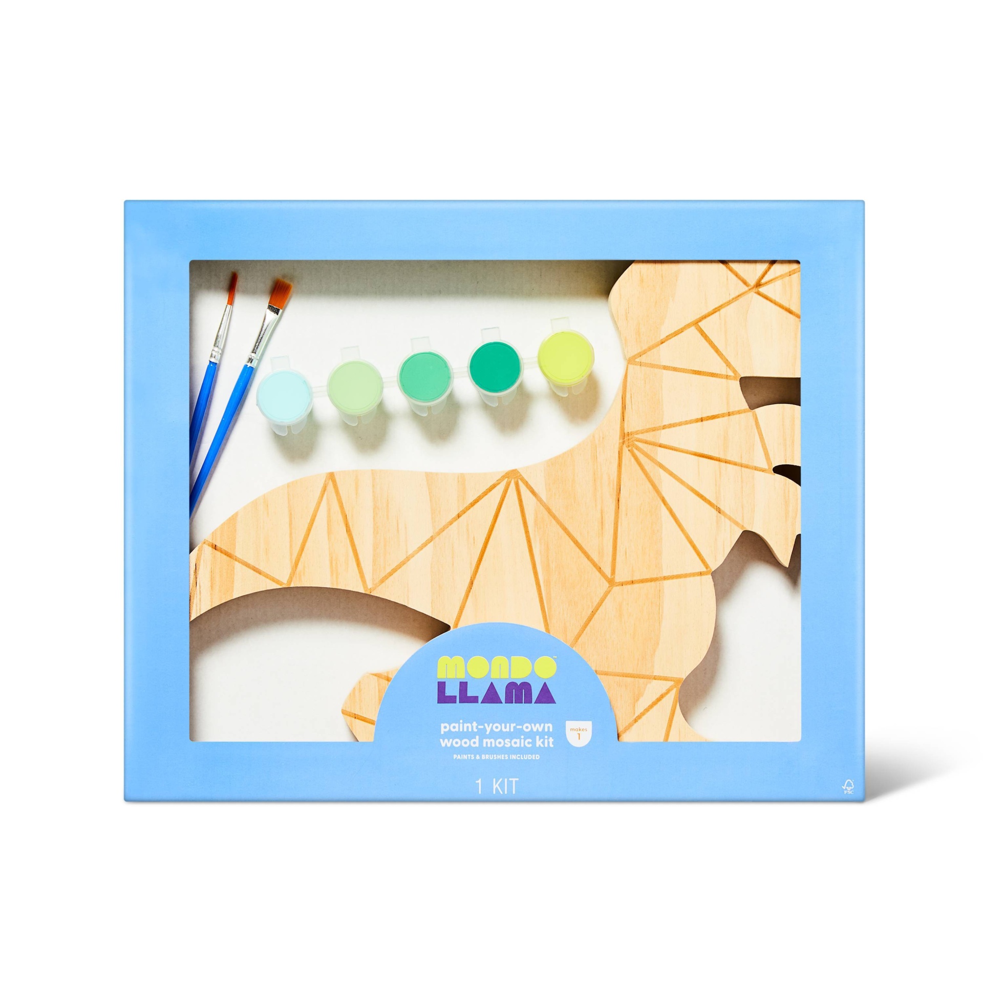 slide 1 of 4, Paint-Your-Own Wood Mosaic Dinosaur Kit - Mondo Llama, 1 ct